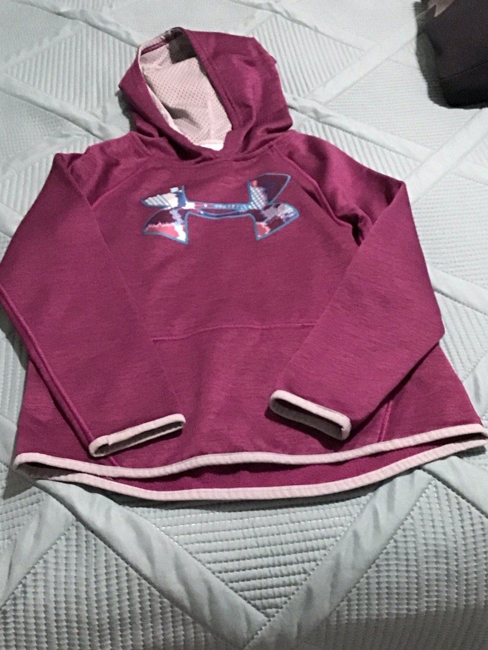 Under Armour Girls' Berry Pink Hooded Pullover with Logo